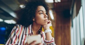Woman feeling pressured while thinking about an abortion decision